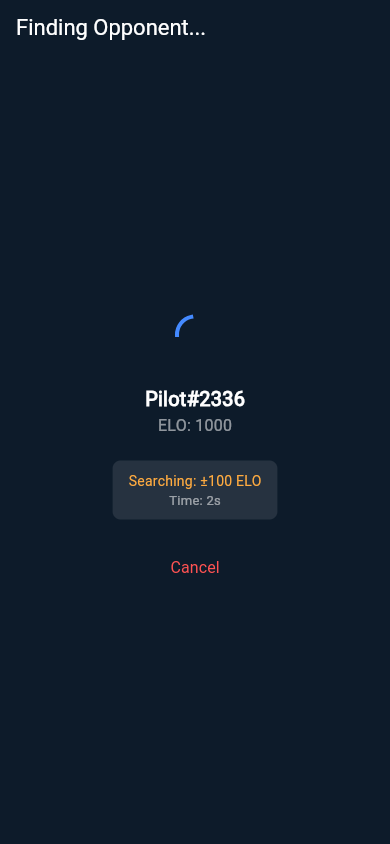 Online matchmaking screen